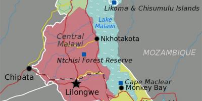 نقشہ کی جھیل ملاوی افریقہ